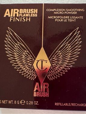 FULL SIZE - Charlotte Tilbury Airbrush Finish Powder Box - Gold and Burgundy